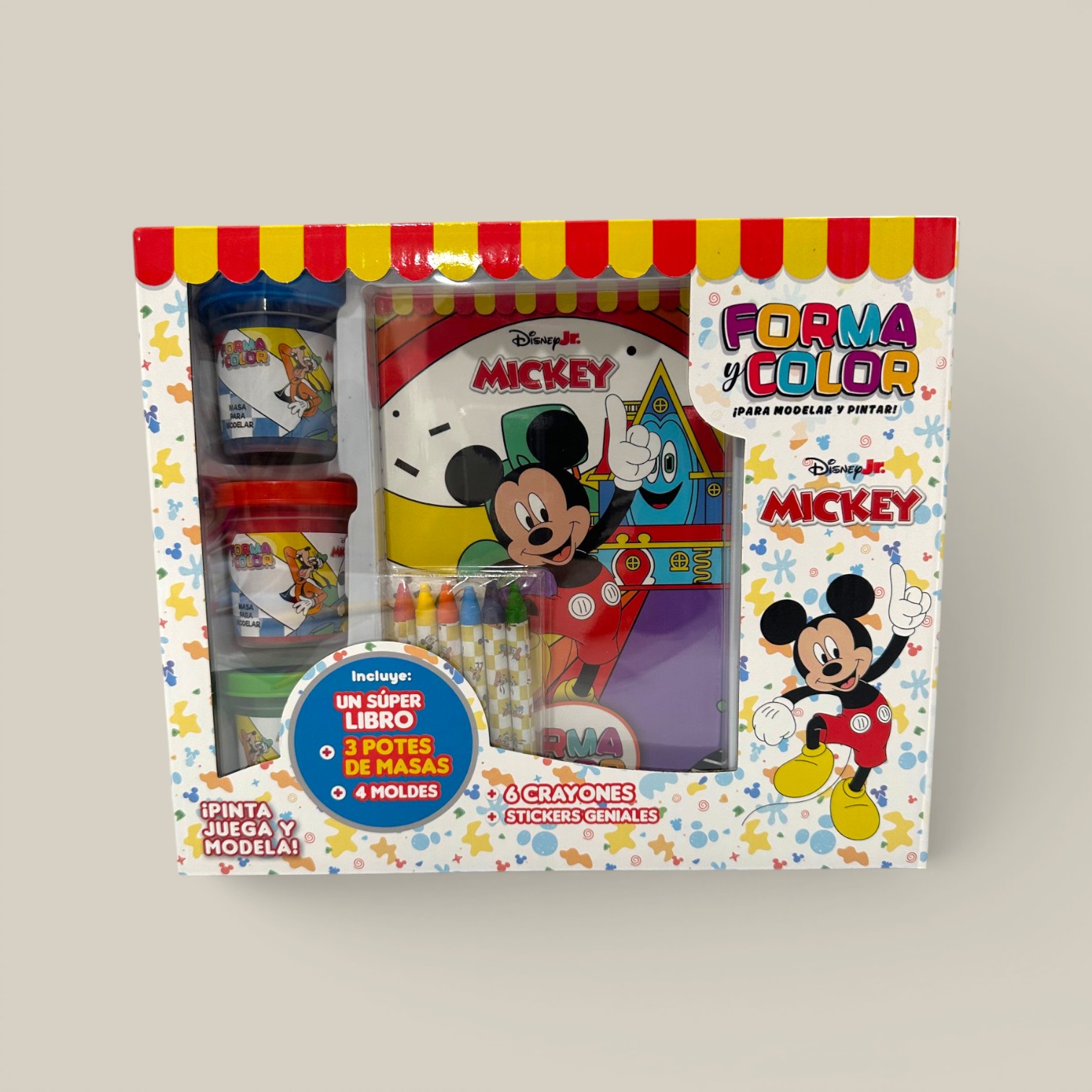 Libro p/pintar forma y color mickey mouse c/accesorios