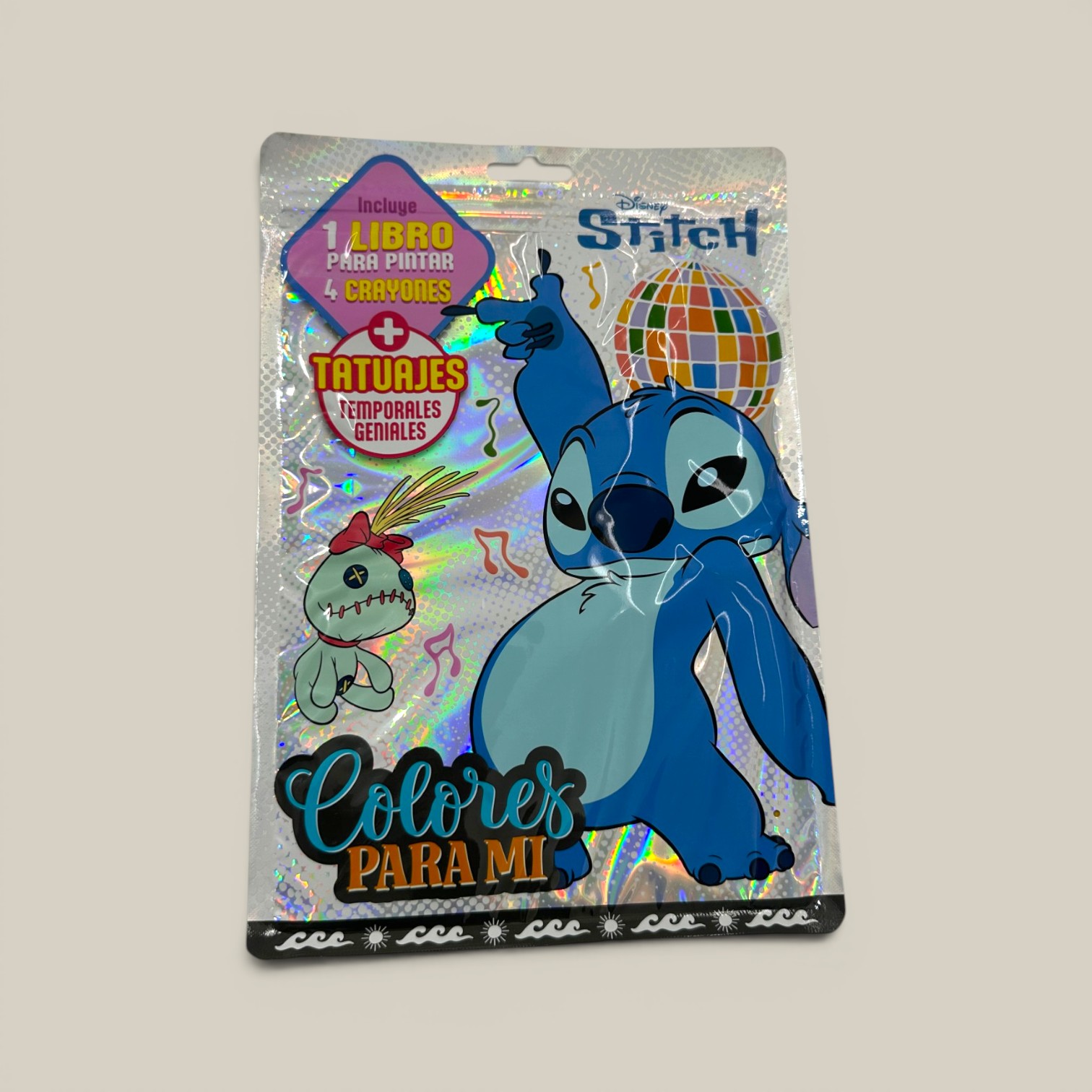 Libro p/pintar colores para mi stitch c/accesorios