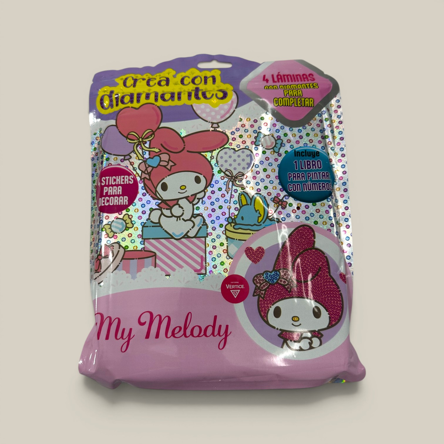 Libro p/pintar crea con diamantes my melody c/accesorios