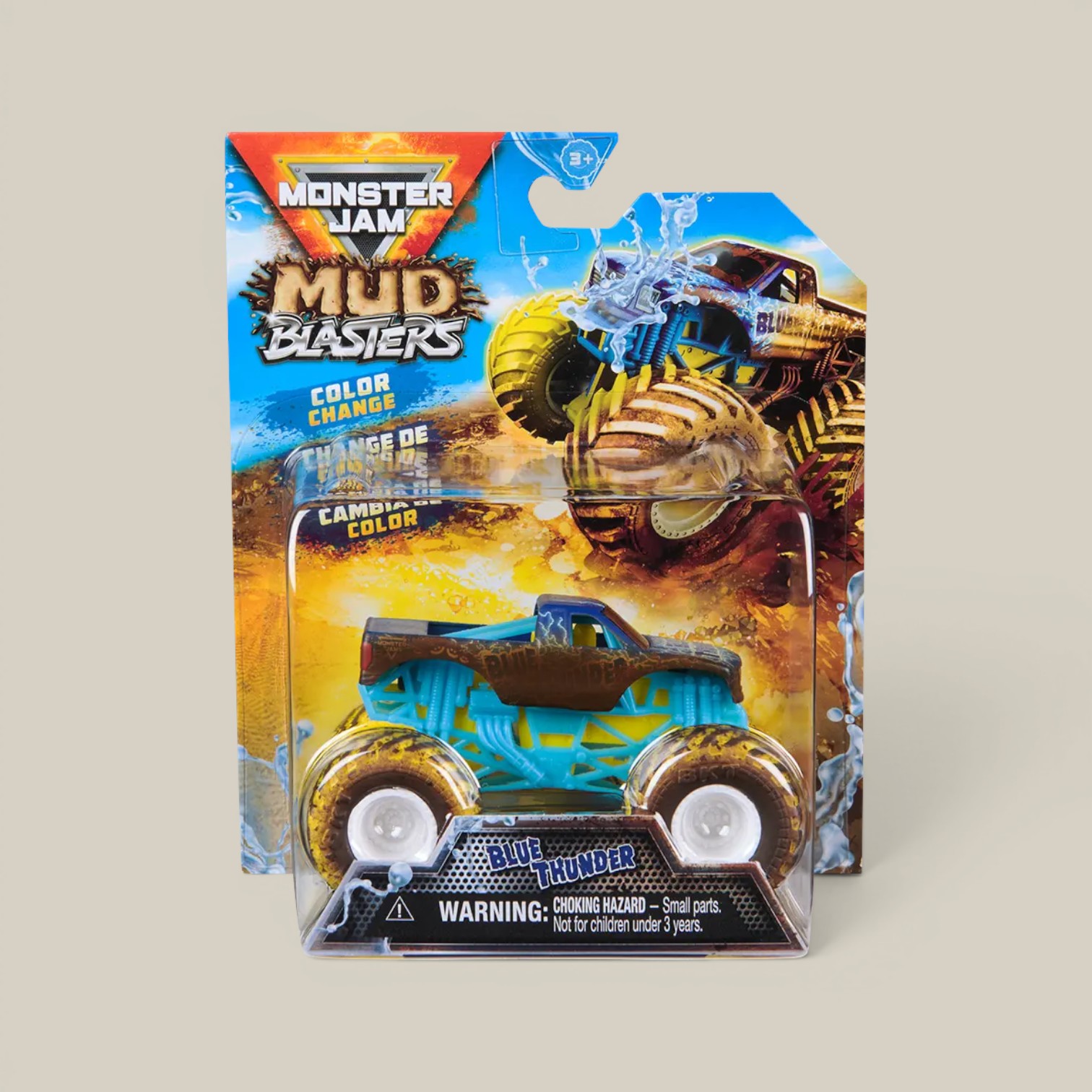 Vehículo monster jam blasters cambia de color al mojarse