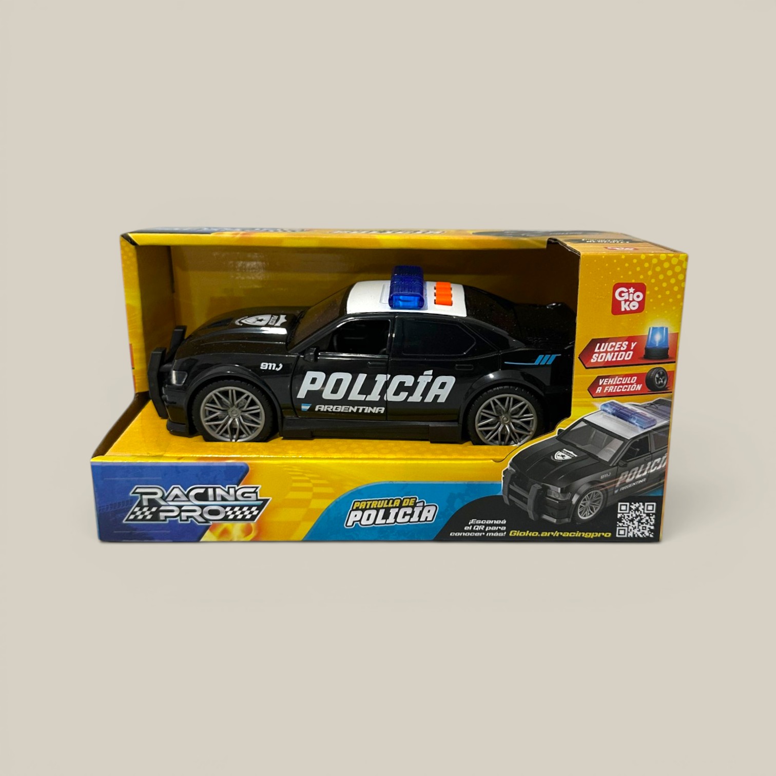 Auto policia friccion c/luz y sonido