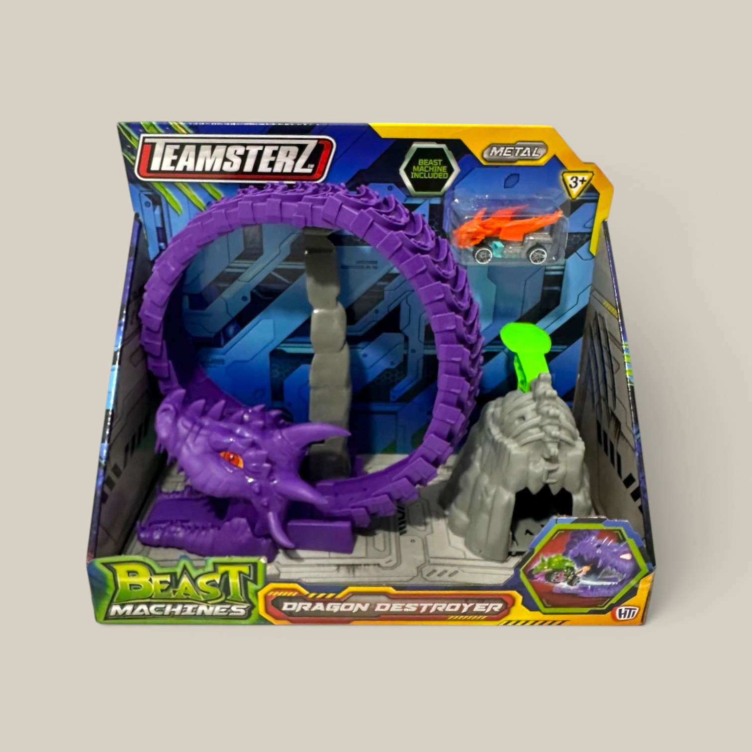 Teamsterz pista curva con vehiculo Beast Machines Destructor de Dragones