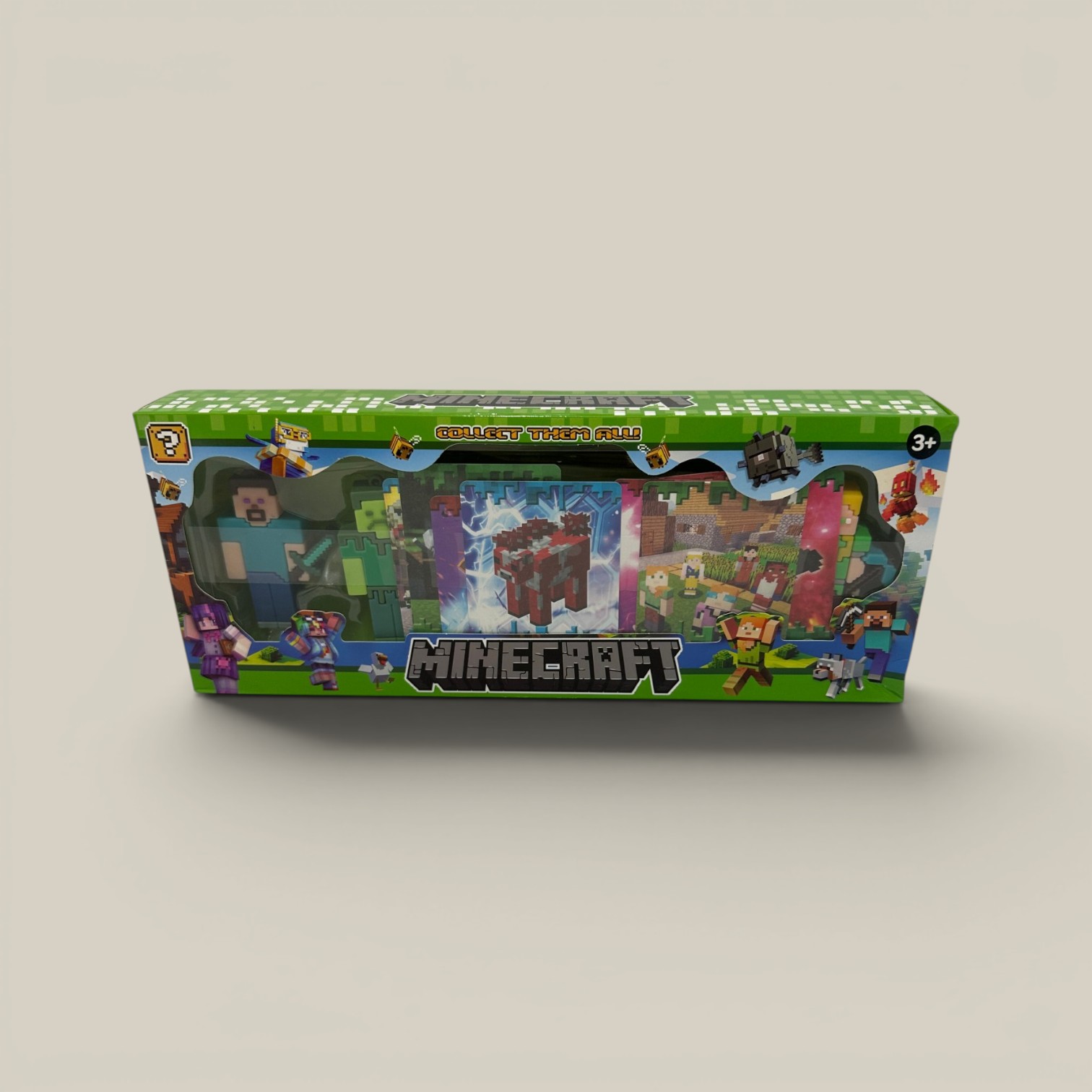 Muñecos minecraft x 4 con cartas