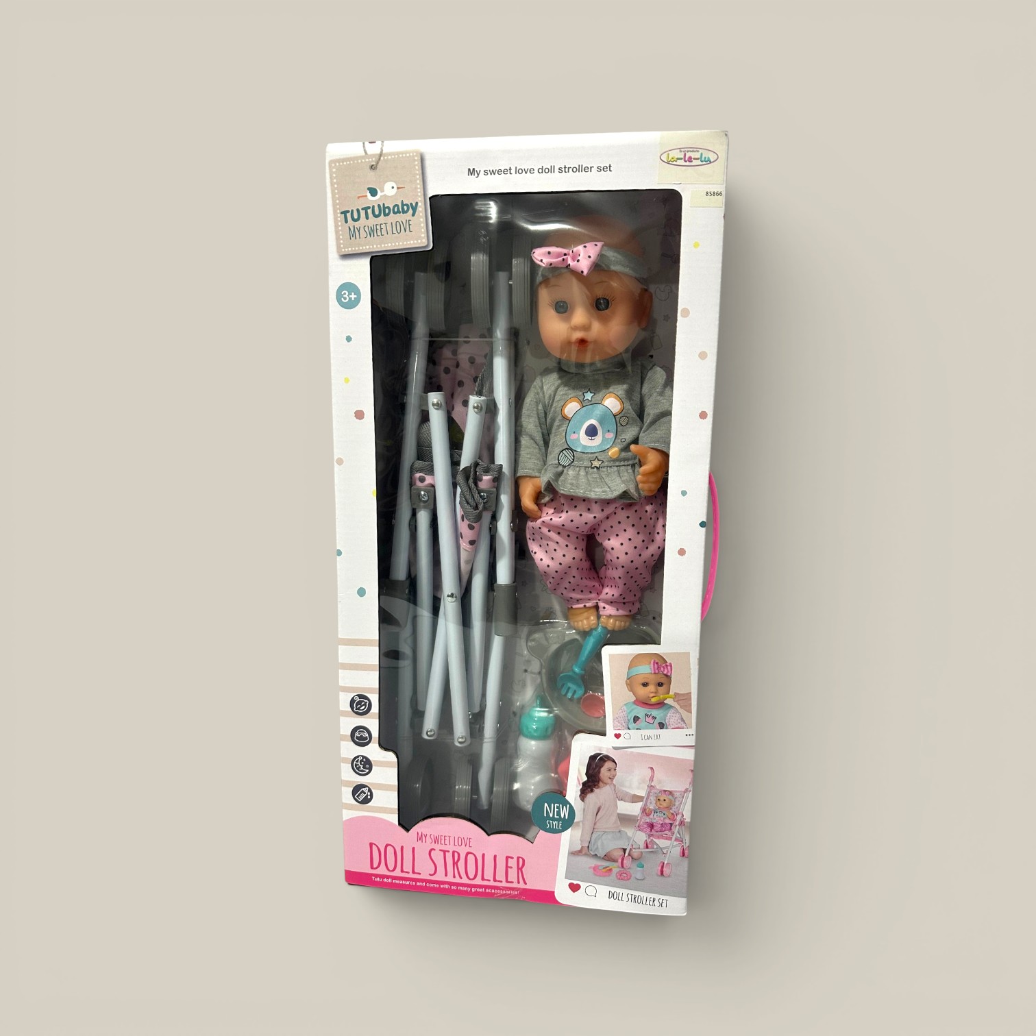 Muñeca 12" c/paraguita plegable y accesorios