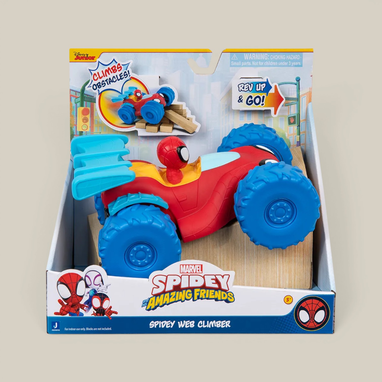 Vehículo 18cm c/Figura spidey c/motor aceleracion para subir y superar obstaculos