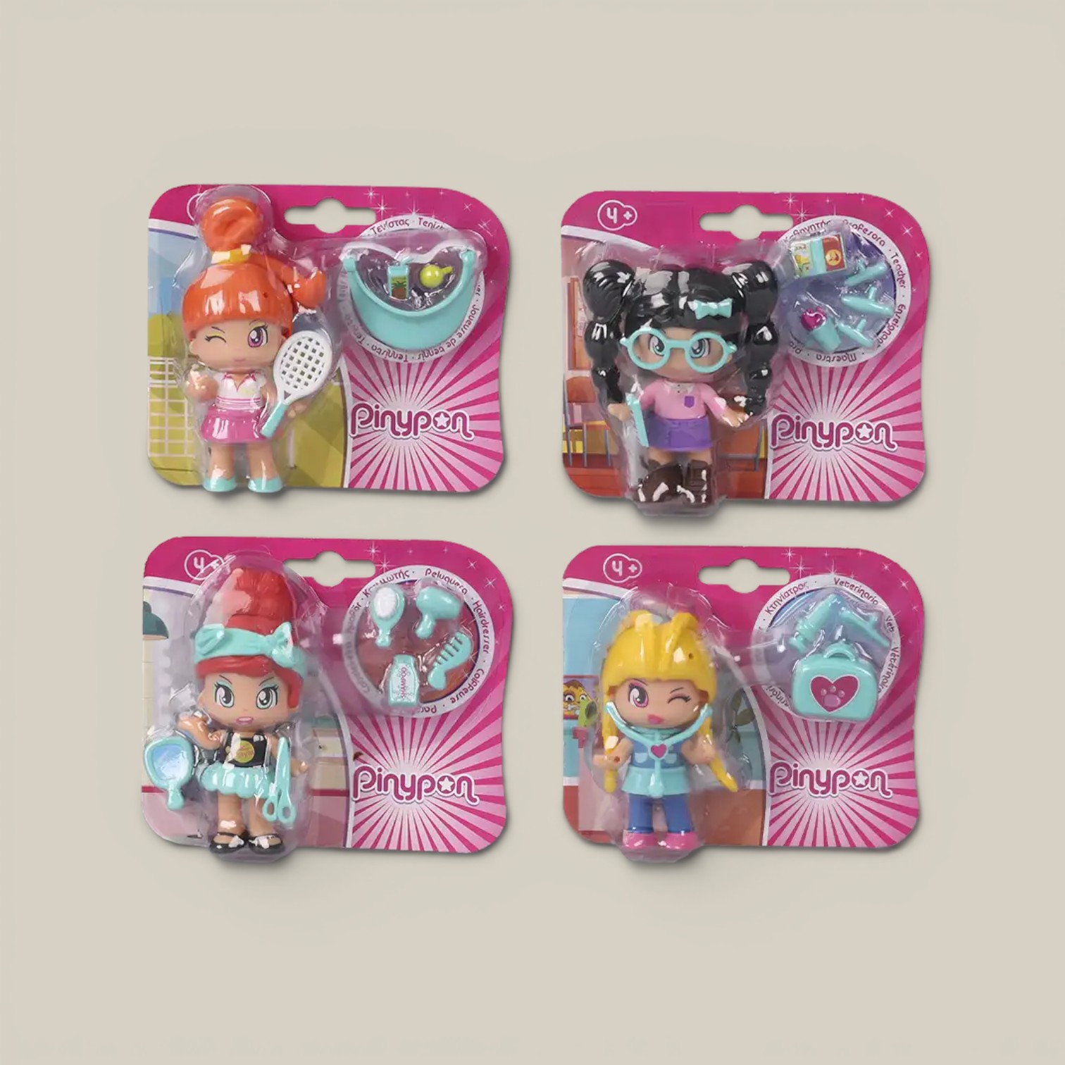 Figuras articuladas pinypon profesiones c/accesorios