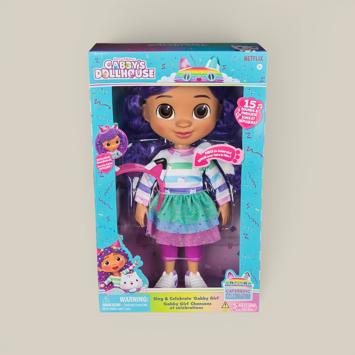 Figura gabby 33cm canta y dice frases