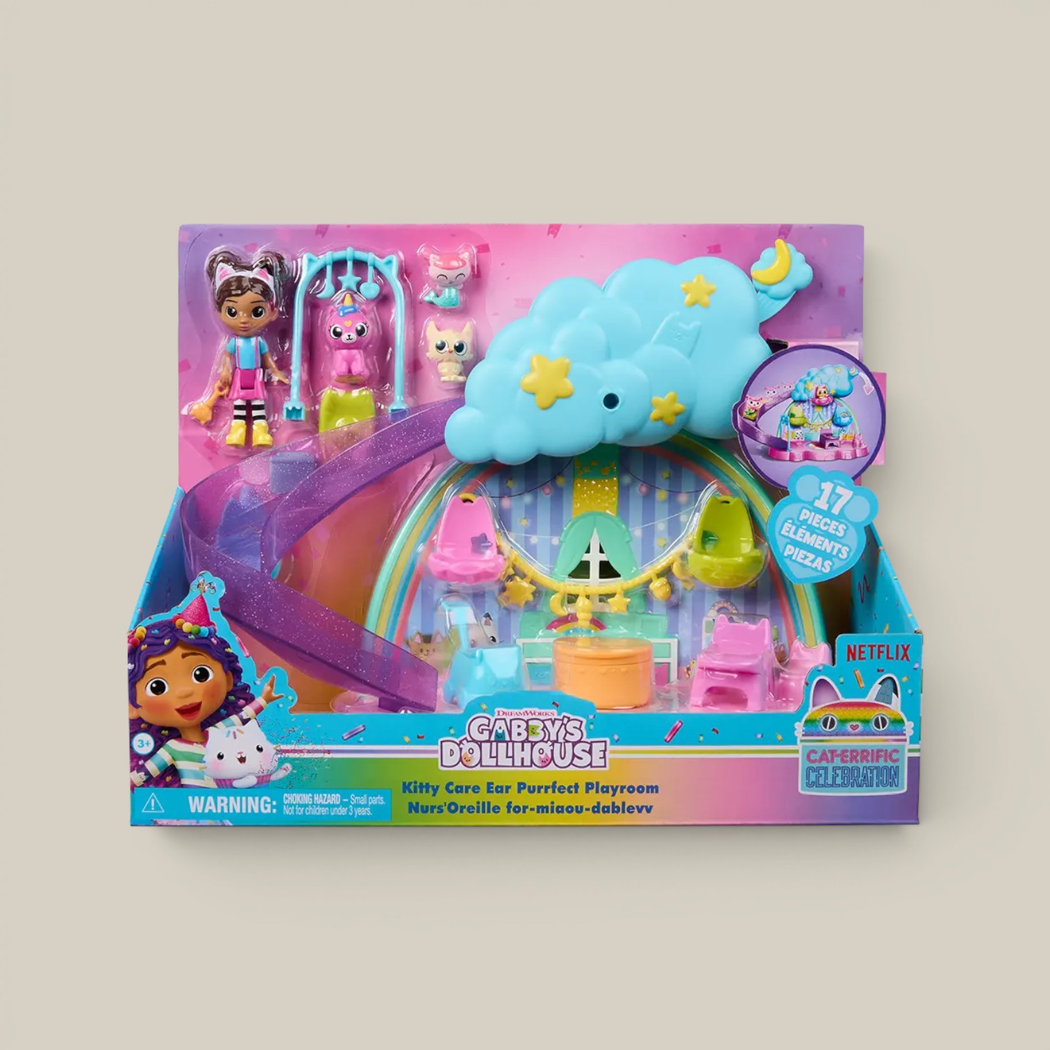 La Casa de Muñecas de Gabby Playset Kitty Care Ear Purrfect Playroom