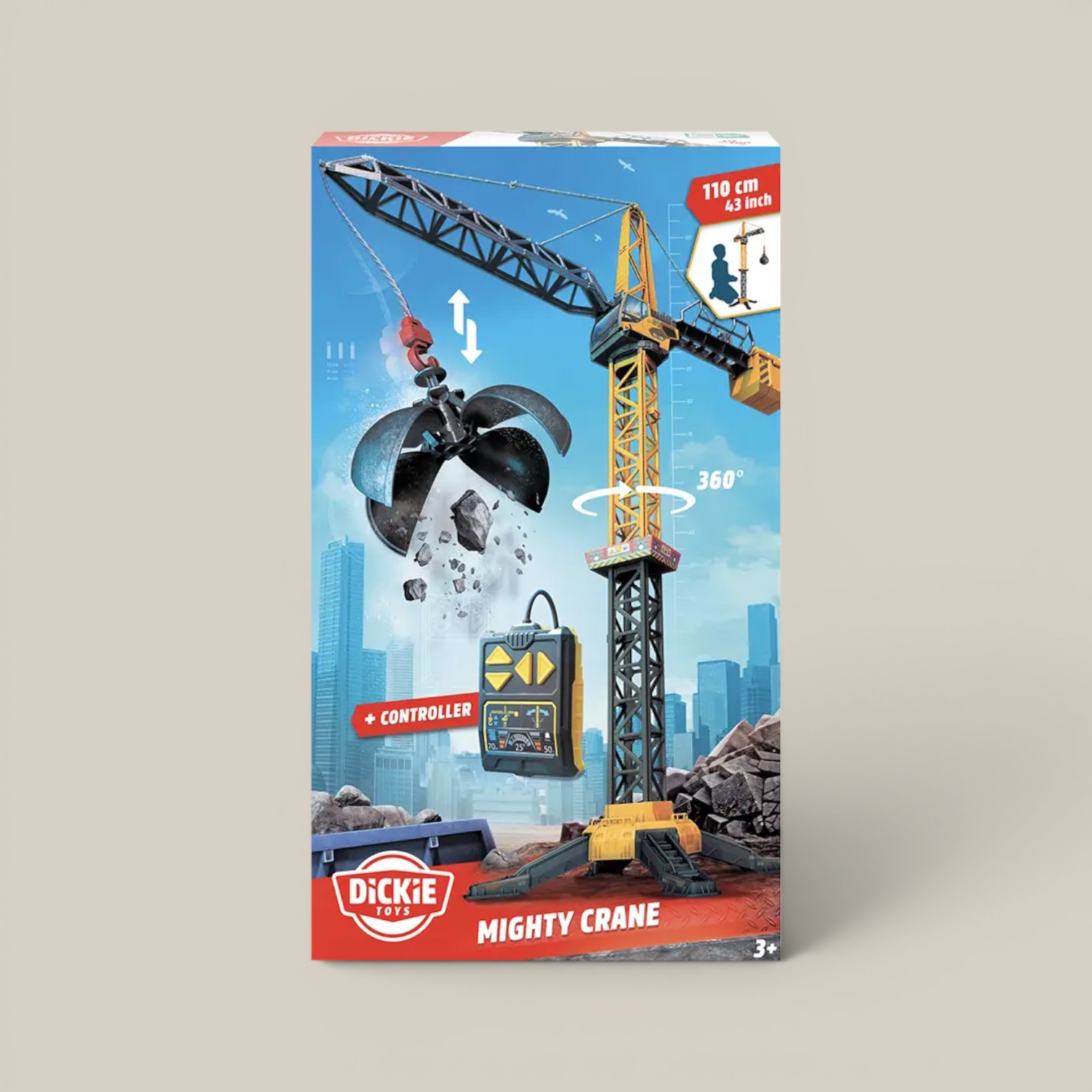 Grua xxl c/rotacion 360º y bola demolicion c/funcion de agarre r/c
