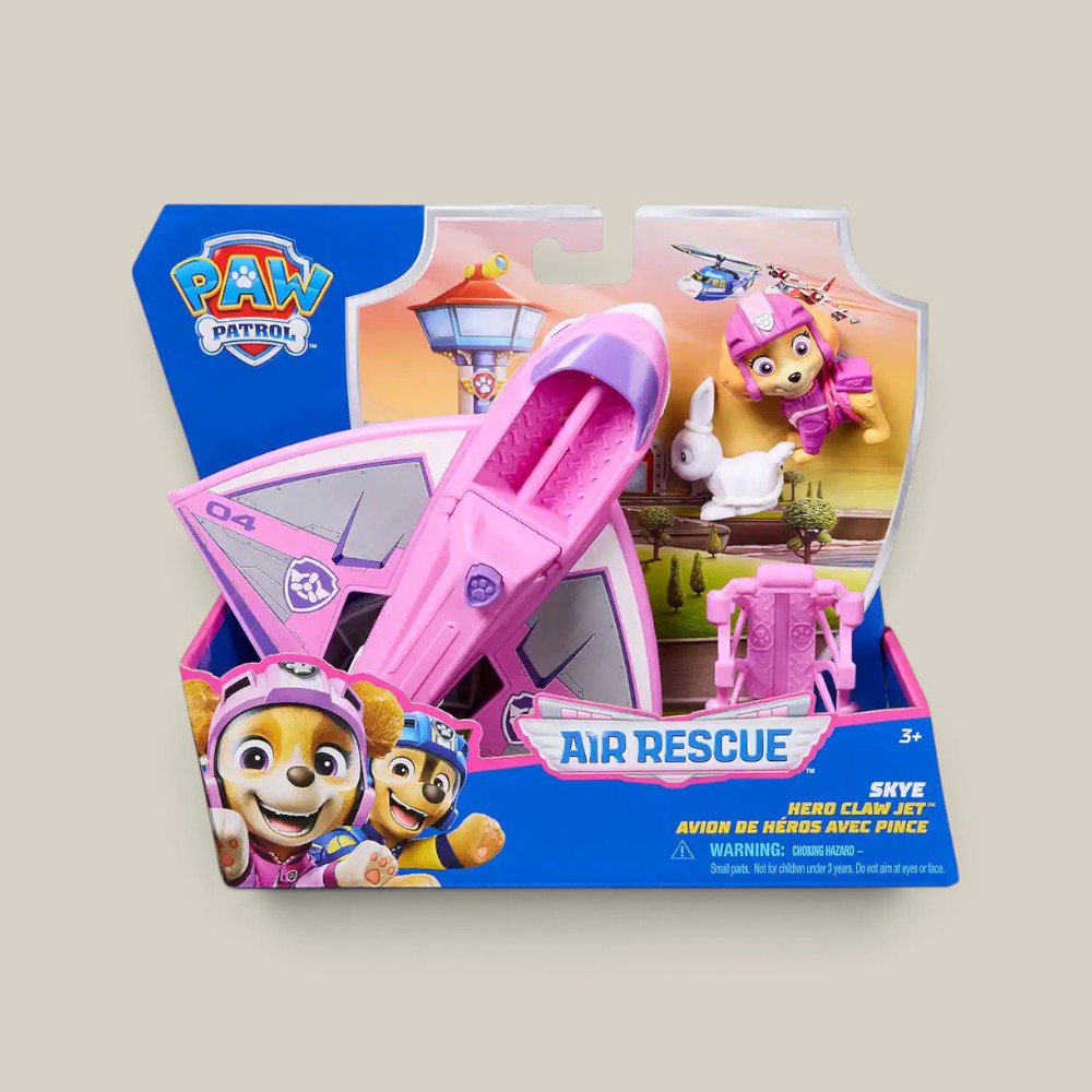 Figura de accion paw patrol de skye rescate aereo y avion