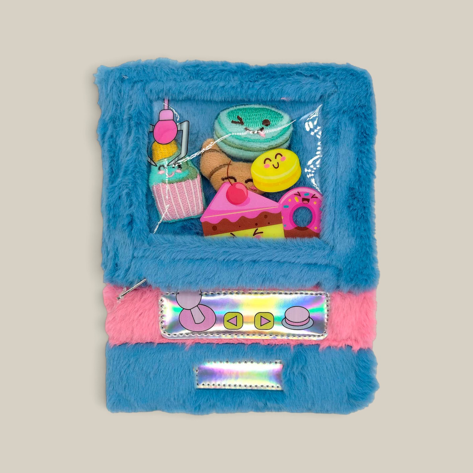 Cuaderno pluch a5 rayado c/mini Peluche snack machine